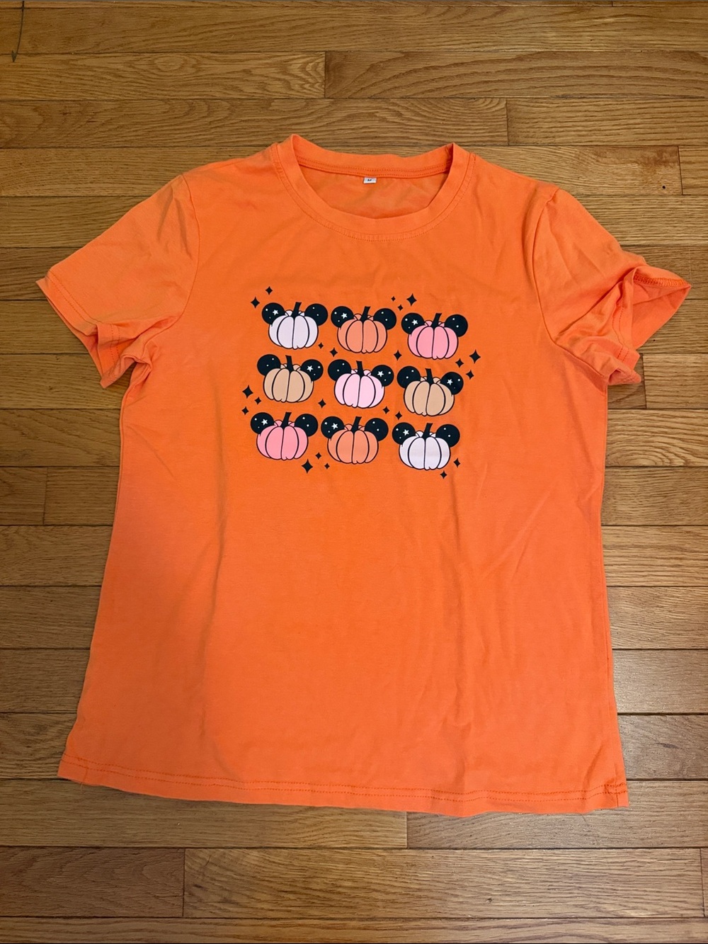 Girls Halloween Pumpkin Graphic T-Shirt Orange Short Sleeve Tee Size M